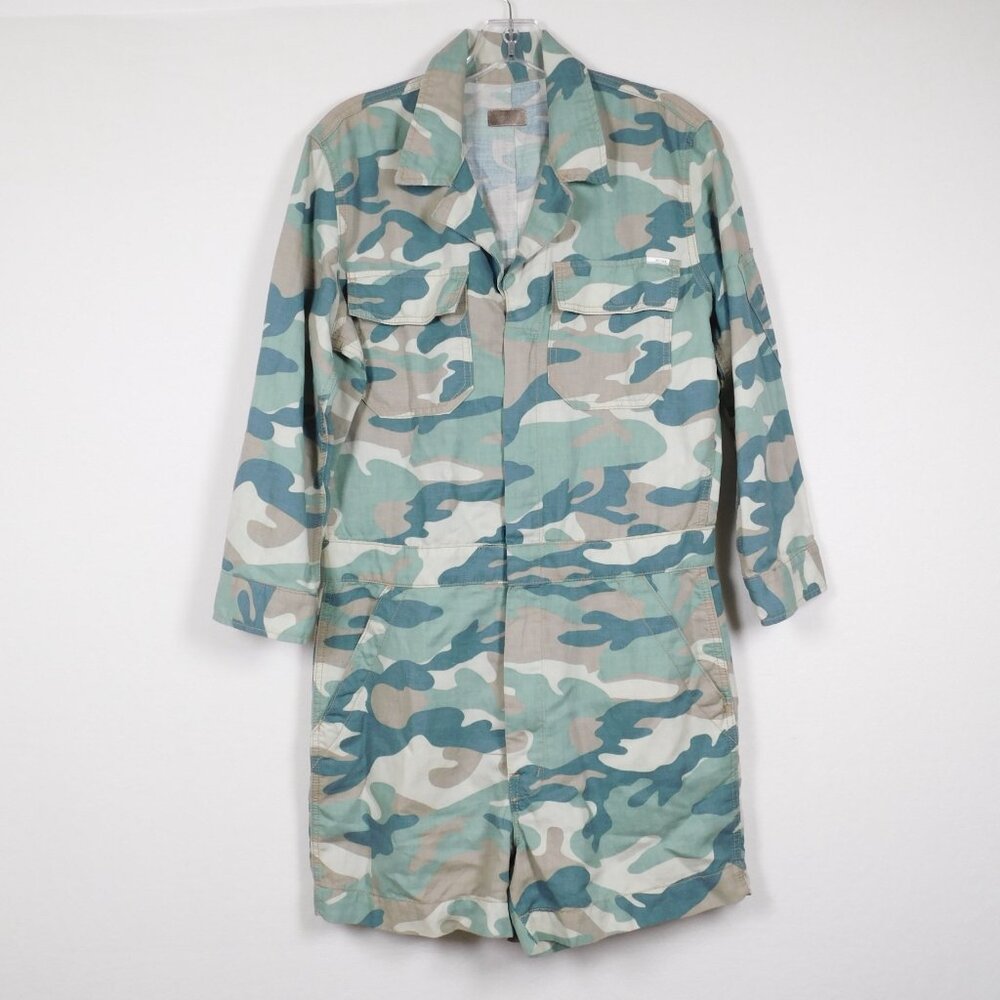 MOTHER The Fixer Blue Green Camo Romper L (22026)